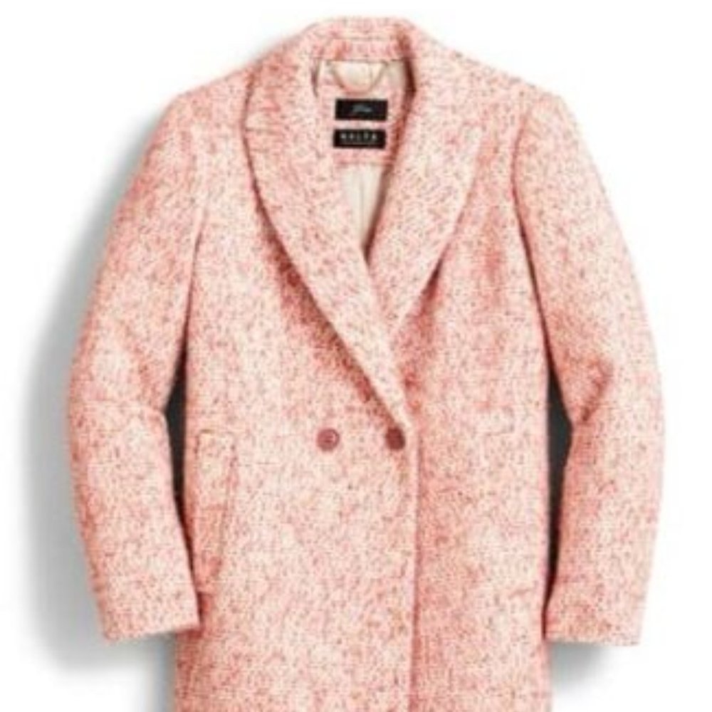 J. Crew Daphne Topcoat in Italian Tweed Faded Guava Size 0 pink barbie - Picture 2 of 15